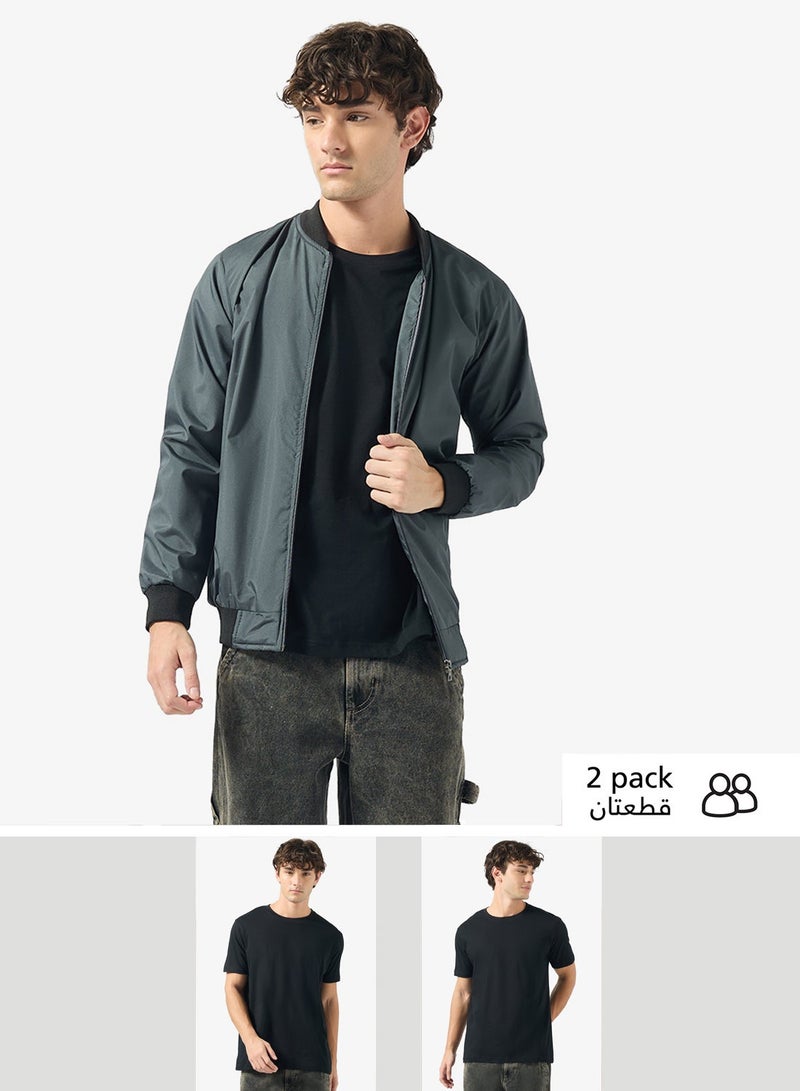 Seventy Five Basics Pack of 2 Round Neck T-Shirt - Image 2